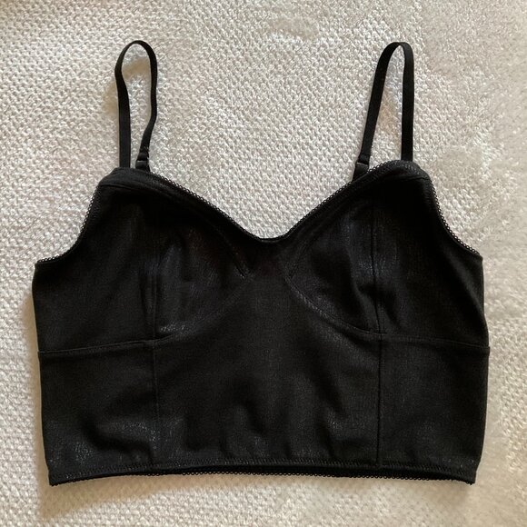 Express Black Leather & Lace Whimsigoth Fairy Bralette Crop Top in Size Medium - Picture 1 of 6